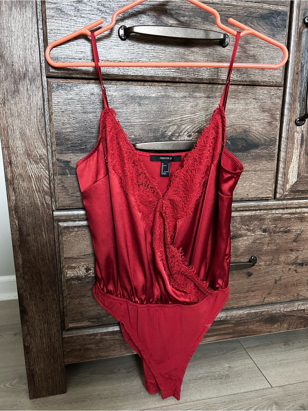 Forever 21 | Satin Lace Trim Bodysuit